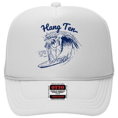 Surfing Moses Hang Ten Surfer Surfing Lover Gifts High Crown Mesh Back Trucker Hat