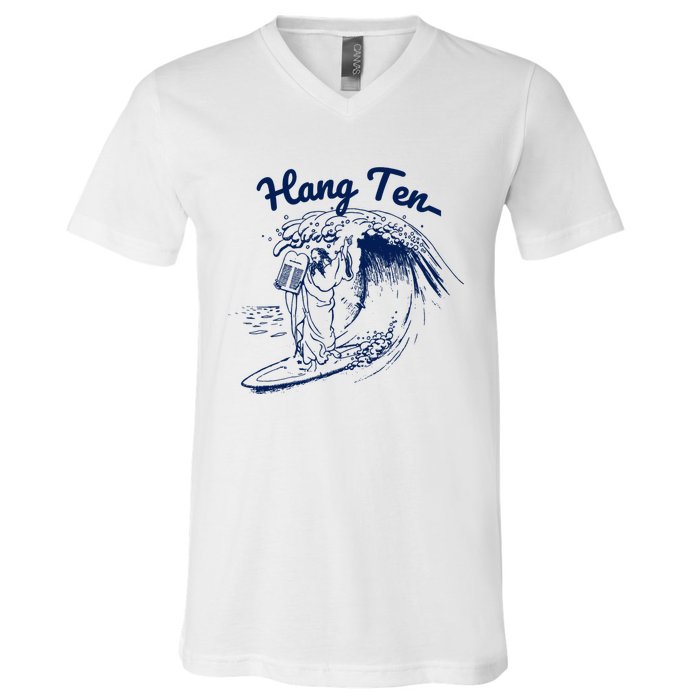 Surfing Moses Hang Ten Surfer Surfing Lover Gifts V-Neck T-Shirt