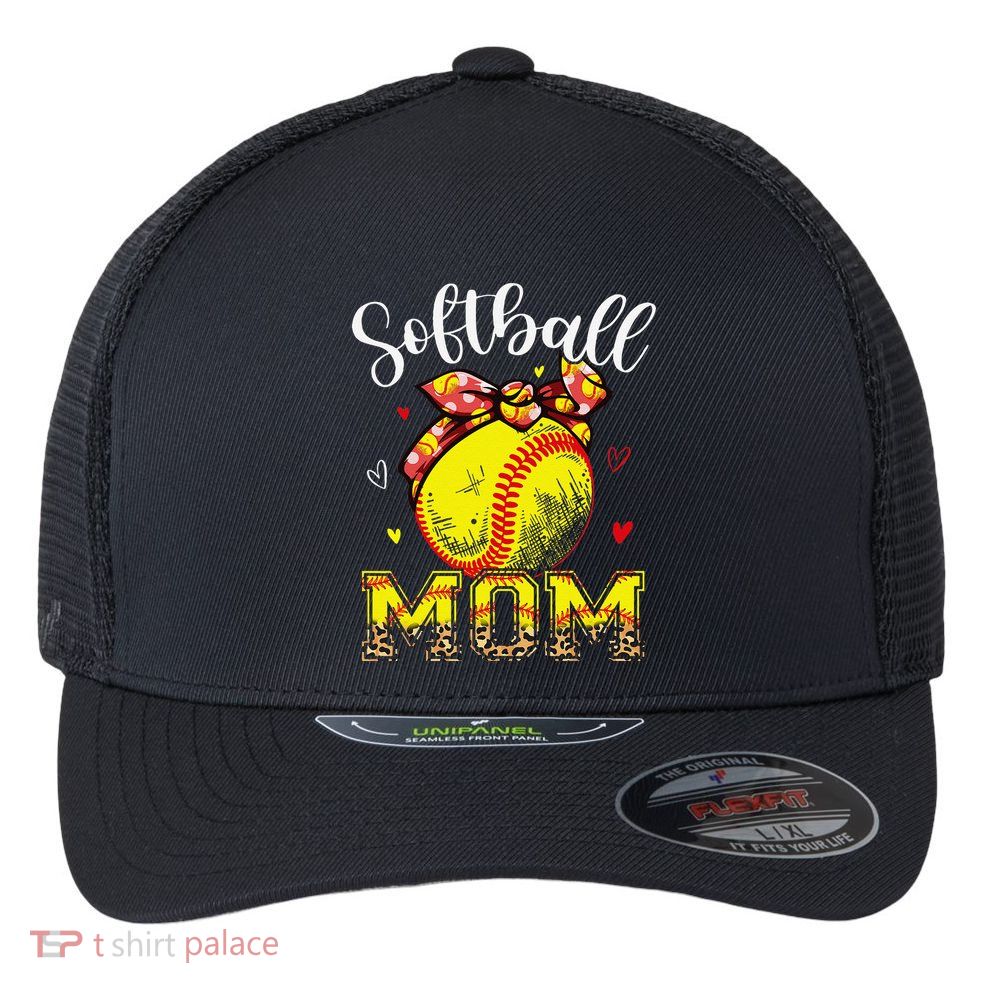 Softball Mom Headband Leopard Softball Ball Mothers Day Mama Flexfit Unipanel Trucker Cap
