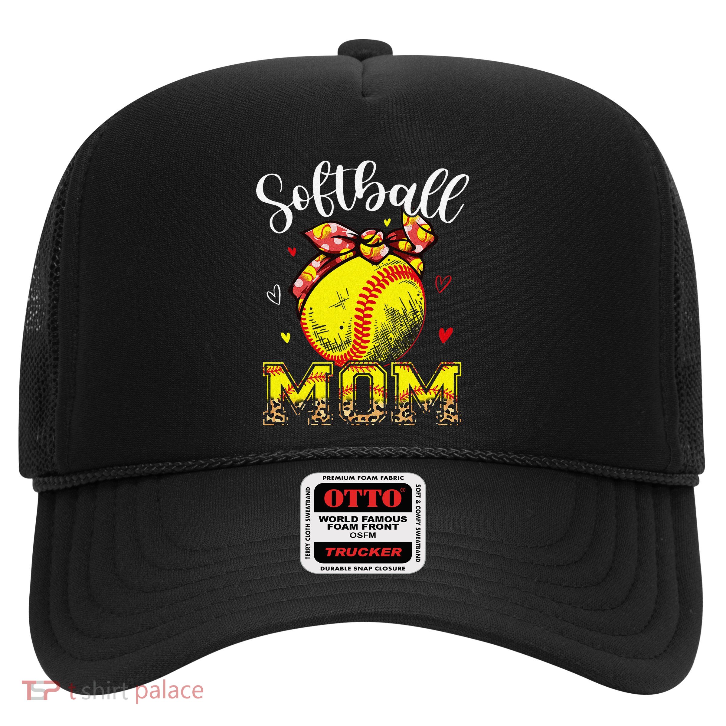 Softball Mom Headband Leopard Softball Ball Mothers Day Mama Trucker Hat