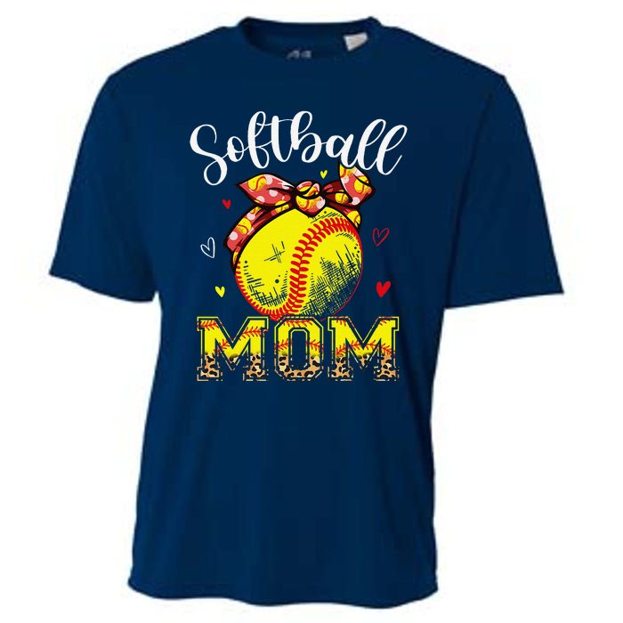 Softball Mom Headband Leopard Softball Ball Mothers Day Mama Cooling Performance Crew T-Shirt