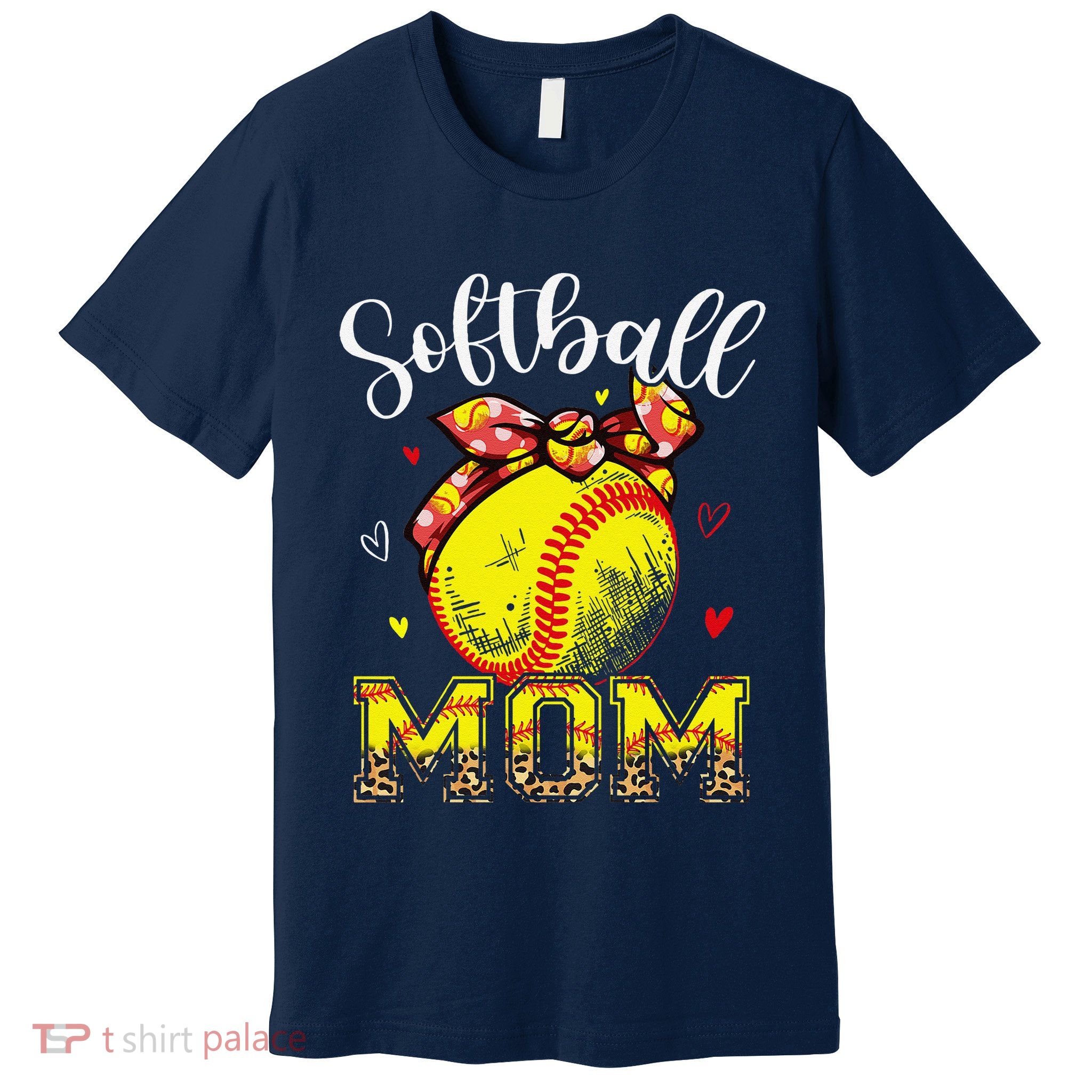 Softball Mom Headband Leopard Softball Ball Mothers Day Mama Premium T-Shirt