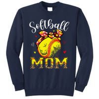 Softball Mom Headband Leopard Softball Ball Mothers Day Mama Tall Sweatshirt