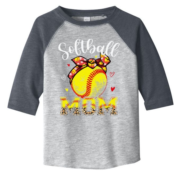 Softball Mom Headband Leopard Softball Ball Mothers Day Mama Toddler Fine Jersey T-Shirt