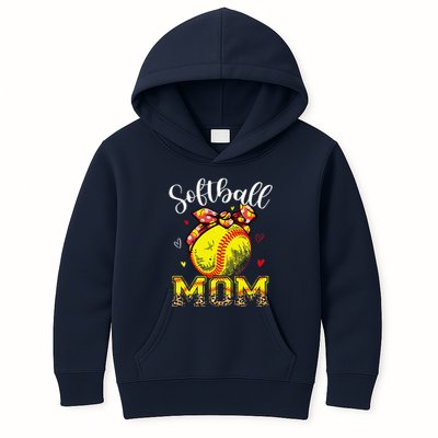 Softball Mom Headband Leopard Softball Ball Mothers Day Mama Kids Hoodie