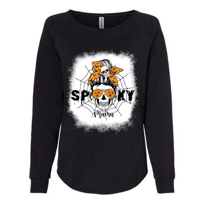 Spooky Mama Halloween Skull Messy Bun Witch Mom Gift Womens California Wash Sweatshirt