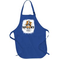 Spooky Mama Halloween Skull Messy Bun Witch Mom Gift Full-Length Apron With Pockets