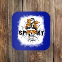 Spooky Mama Halloween Skull Messy Bun Witch Mom Gift Coaster