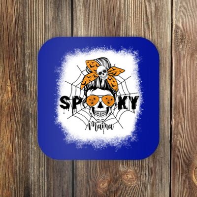 Spooky Mama Halloween Skull Messy Bun Witch Mom Gift Coaster