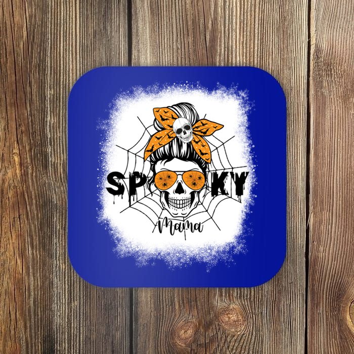 Spooky Mama Halloween Skull Messy Bun Witch Mom Gift Coaster