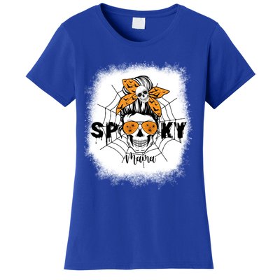 Spooky Mama Halloween Skull Messy Bun Witch Mom Gift Women's T-Shirt