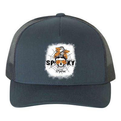 Spooky Mama Halloween Skull Messy Bun Witch Mom Gift Yupoong Adult 5-Panel Trucker Hat