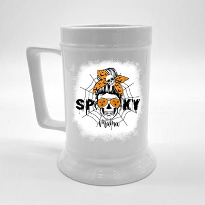 Spooky Mama Halloween Skull Messy Bun Witch Mom Gift Beer Stein