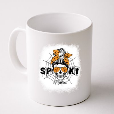 Spooky Mama Halloween Skull Messy Bun Witch Mom Gift Coffee Mug