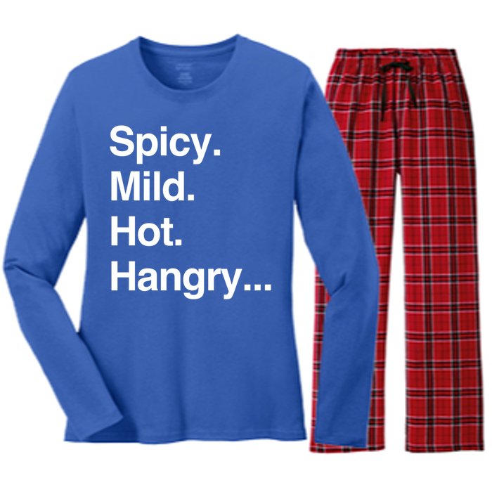 Spicy Mild Hot Hangry Cute Funny Gift Women's Long Sleeve Flannel Pajama Set 