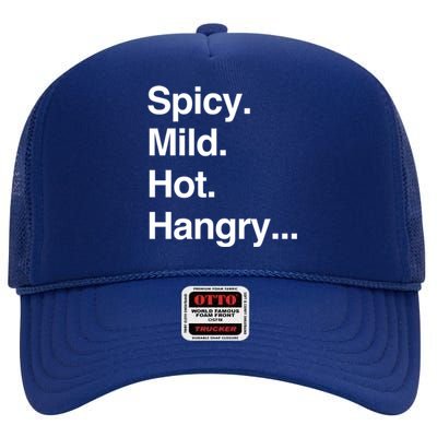 Spicy Mild Hot Hangry Cute Funny Gift High Crown Mesh Back Trucker Hat