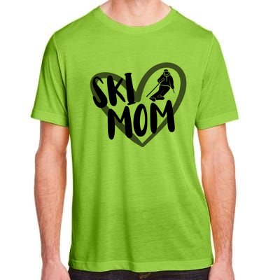 Ski Mom Heart Funny Skiing For Skiers Cute Gift Adult ChromaSoft Performance T-Shirt