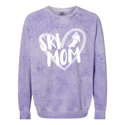 Ski Mom Heart Funny Skiing For Skiers Cute Gift Colorblast Crewneck Sweatshirt