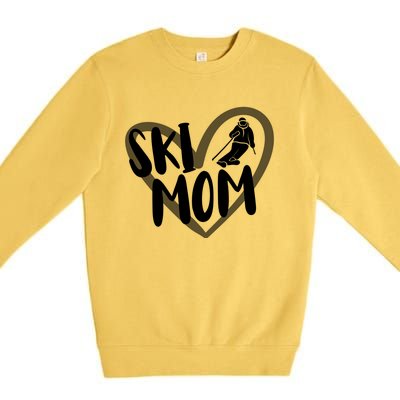 Ski Mom Heart Funny Skiing For Skiers Cute Gift Premium Crewneck Sweatshirt