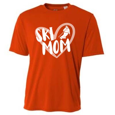 Ski Mom Heart Funny Skiing For Skiers Cute Gift Cooling Performance Crew T-Shirt