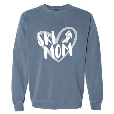 Ski Mom Heart Funny Skiing For Skiers Cute Gift Garment-Dyed Sweatshirt