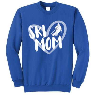 Ski Mom Heart Funny Skiing For Skiers Cute Gift Sweatshirt