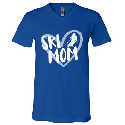 Ski Mom Heart Funny Skiing For Skiers Cute Gift V-Neck T-Shirt