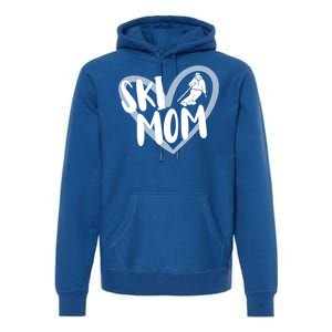 Ski Mom Heart Funny Skiing For Skiers Cute Gift Premium Hoodie