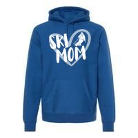 Ski Mom Heart Funny Skiing For Skiers Cute Gift Premium Hoodie