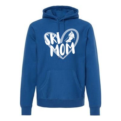 Ski Mom Heart Funny Skiing For Skiers Cute Gift Premium Hoodie