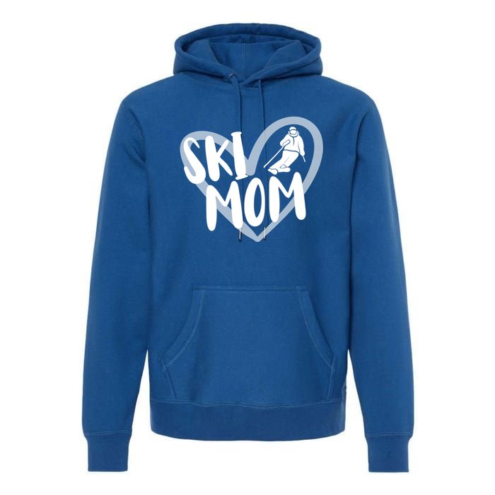 Ski Mom Heart Funny Skiing For Skiers Cute Gift Premium Hoodie