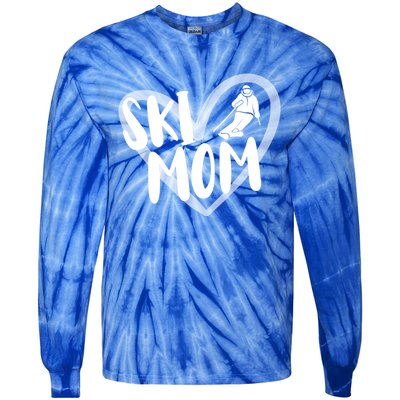 Ski Mom Heart Funny Skiing For Skiers Cute Gift Tie-Dye Long Sleeve Shirt