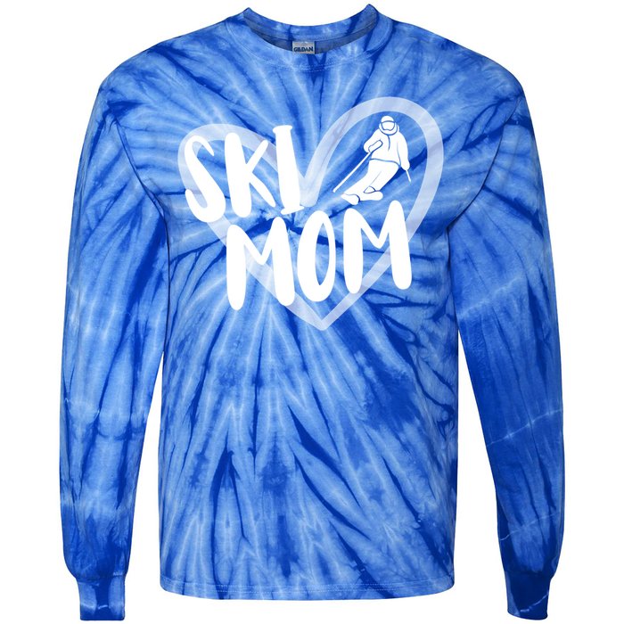 Ski Mom Heart Funny Skiing For Skiers Cute Gift Tie-Dye Long Sleeve Shirt