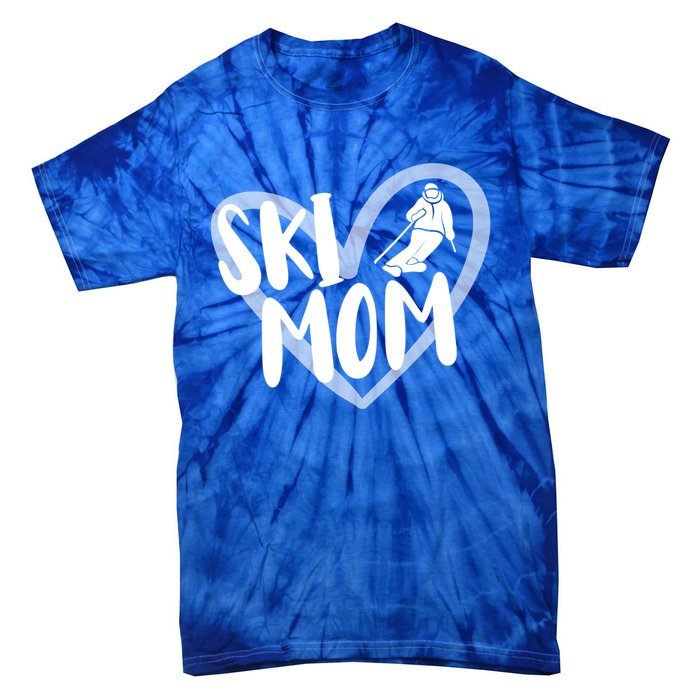 Ski Mom Heart Funny Skiing For Skiers Cute Gift Tie-Dye T-Shirt