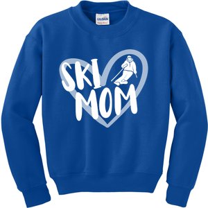 Ski Mom Heart Funny Skiing For Skiers Cute Gift Kids Sweatshirt