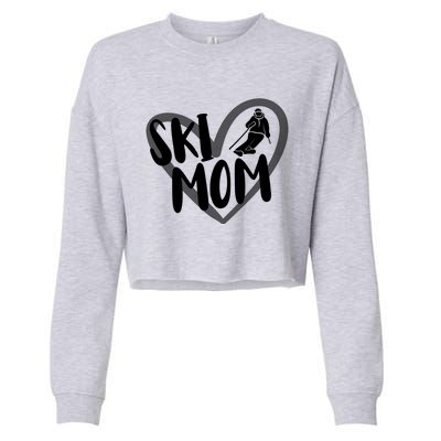 Ski Mom Heart Funny Skiing For Skiers Cute Gift Cropped Pullover Crew