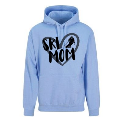 Ski Mom Heart Funny Skiing For Skiers Cute Gift Unisex Surf Hoodie