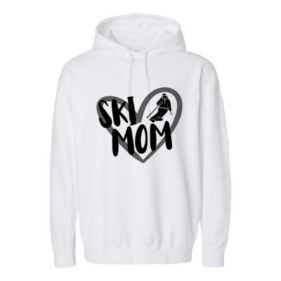 Ski Mom Heart Funny Skiing For Skiers Cute Gift Garment-Dyed Fleece Hoodie