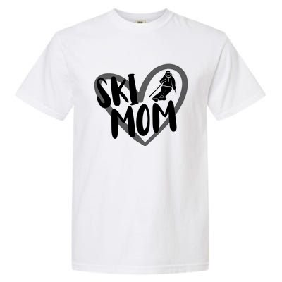 Ski Mom Heart Funny Skiing For Skiers Cute Gift Garment-Dyed Heavyweight T-Shirt