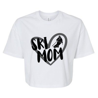 Ski Mom Heart Funny Skiing For Skiers Cute Gift Bella+Canvas Jersey Crop Tee