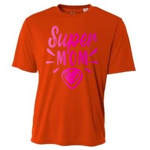 Super Mom Heart Gift Cooling Performance Crew T-Shirt