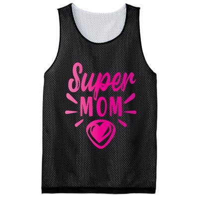 Super Mom Heart Gift Mesh Reversible Basketball Jersey Tank