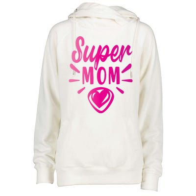 Super Mom Heart Gift Womens Funnel Neck Pullover Hood