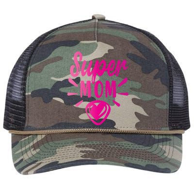 Super Mom Heart Gift Retro Rope Trucker Hat Cap