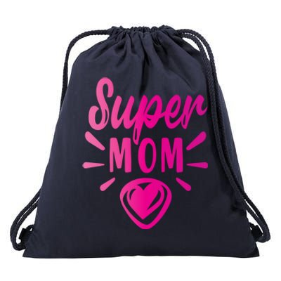 Super Mom Heart Gift Drawstring Bag