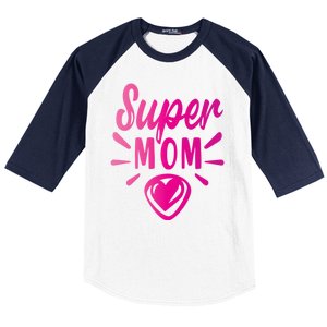 Super Mom Heart Gift Baseball Sleeve Shirt