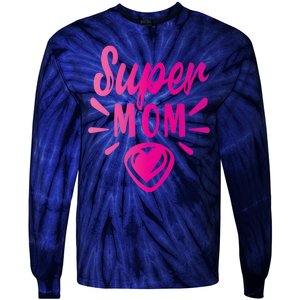 Super Mom Heart Gift Tie-Dye Long Sleeve Shirt