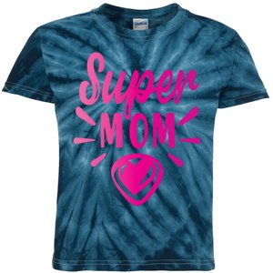 Super Mom Heart Gift Kids Tie-Dye T-Shirt