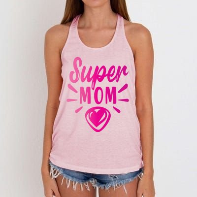 Super Mom Heart Gift Women's Knotted Racerback Tank