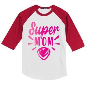 Super Mom Heart Gift Kids Colorblock Raglan Jersey